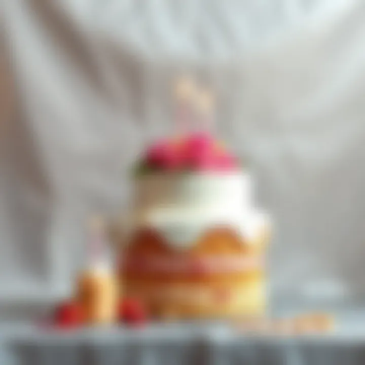 A Stunning Cake Against a Silver Canvas Birthday cake showcased against a silver backdrop