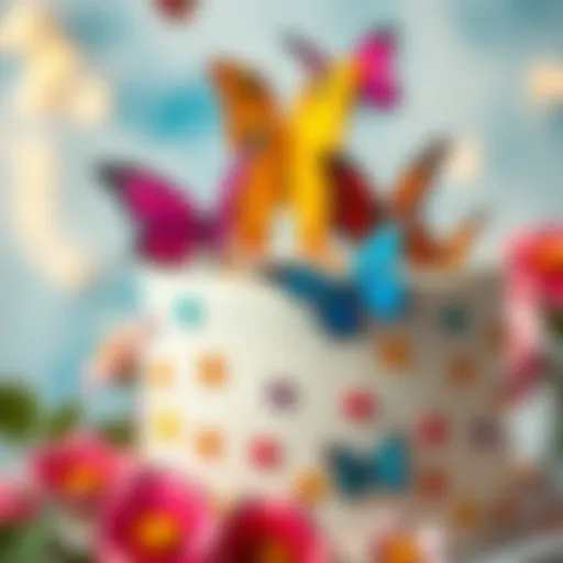Colorful Edible Butterflies Colorful edible butterflies on a cake