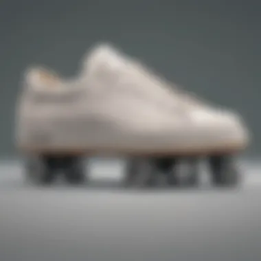 Close-up of the comfort features in wide toe skate shoes