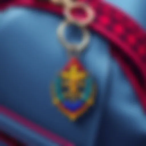 A stylish keychain design featuring intricate patterns and vibrant colors.