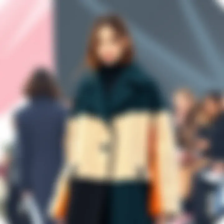 On the Runway: Contemporary Trends in Color Block Wool Coats Trendy color block wool coat showcased at a contemporary fashion event