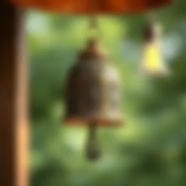 Craftsmanship Unveiled: The Art of Copper Design Close-up of the intricate design on a copper bell wind chime