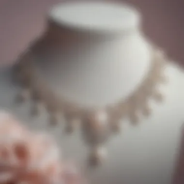 Necklace Design Layout Elegant pearl necklace design layout on a plush background