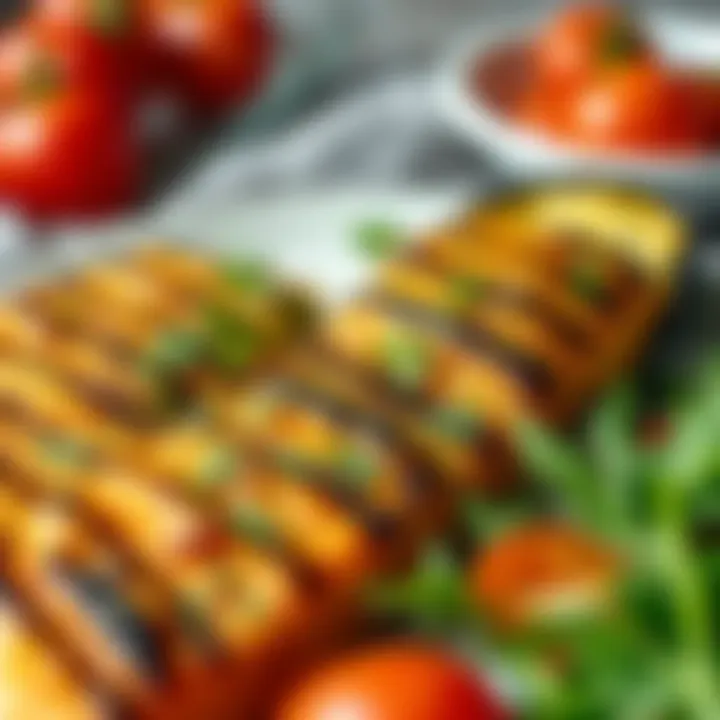 Nutrient-Rich Grilled Vegetable Dishes A nutritious plate of grilled vegetable dishes garnished with herbs