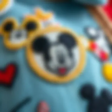 Iconic Disney Motif Patch Close-up of an embroidered patch featuring iconic Disney motifs