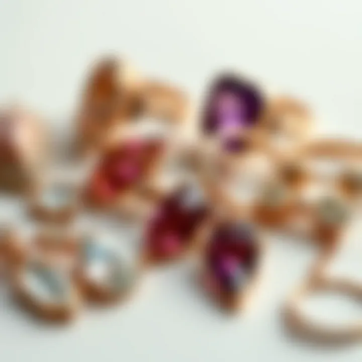 Exploring Variations: Artistic Take on Evening Jewelry Diverse design variations of evening jewelry sets arranged artistically