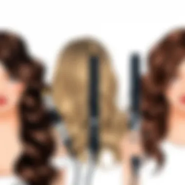 Different hair types styled with cordless curling irons displayed together.