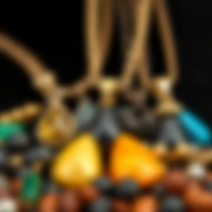 Diverse Materials of Black Spade Necklaces Diverse materials used in black spade necklaces displayed together