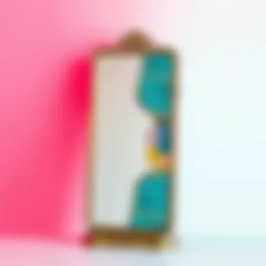 Craftsmanship and Materials A beautifully crafted double sided standing mirror emphasizing material textures and finishes