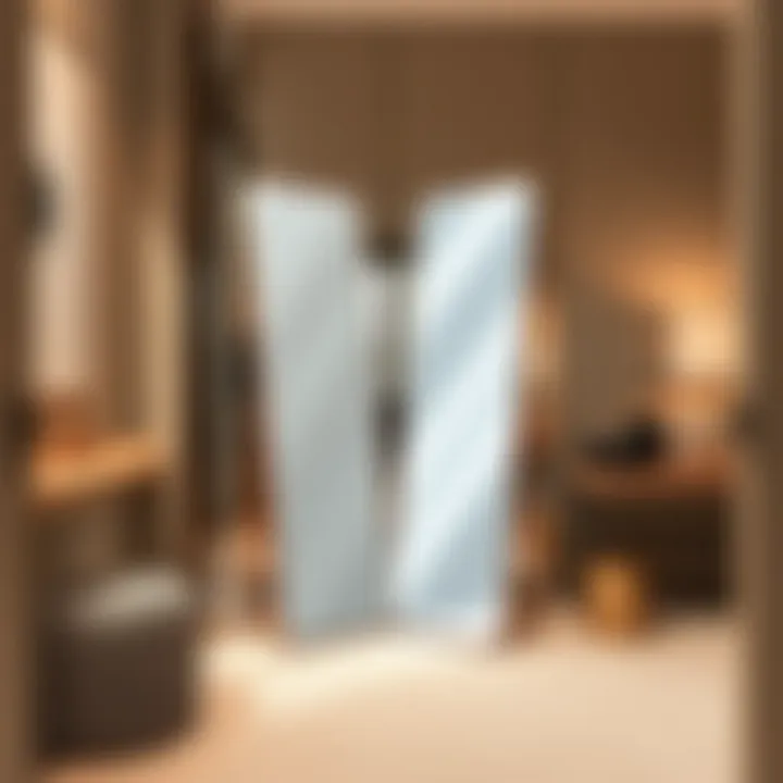 Strategic Placement of Mirrors Double sided standing mirror positioned strategically in a modern dressing area