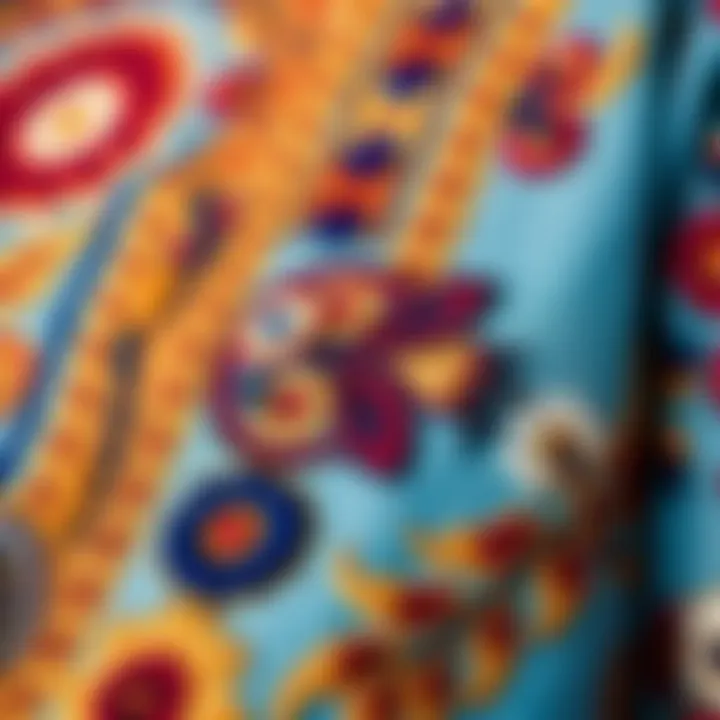 Craftsmanship in Dashiki Embroidery Close-up of detailed embroidery on a dashiki, highlighting craftsmanship and tradition