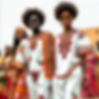 Embroidered Dashikis in Contemporary Fashion Modern fashion ensemble featuring embroidered dashiki elements, blending tradition with contemporary style