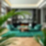 Luxurious Emerald Green Fur Rug in a Modern Living Space Luxurious emerald green fur rug enhancing a modern living room