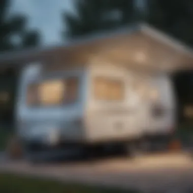 Elegant RV awning illuminated by creative hanging lights