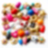 A vibrant display of assorted 3D nail charms showcasing unique designs and colors