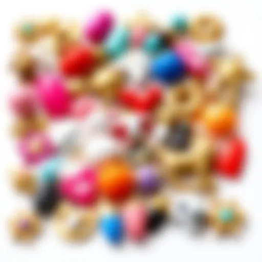 A vibrant display of assorted 3D nail charms showcasing unique designs and colors