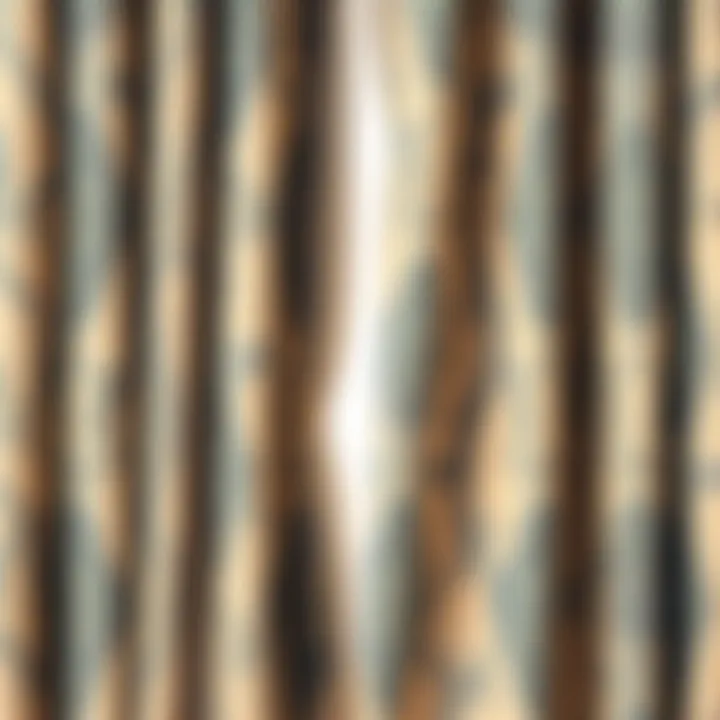 Close-up of intricate patterns on American style curtains