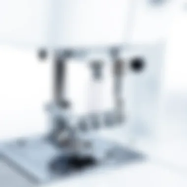 Automatic Needle Threader in Action Close-up of an automatic sewing machine needle threader in action