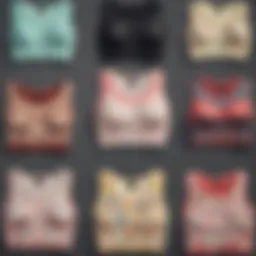 Artistic presentation of various crop top designs in a flat lay arrangement