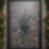 Elegant glass door adorned with intricate floral stickers