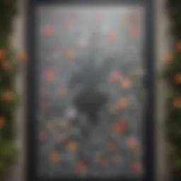 Elegant glass door adorned with intricate floral stickers