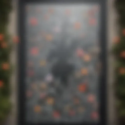 Elegant glass door adorned with intricate floral stickers