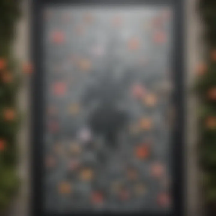 Elegant glass door adorned with intricate floral stickers