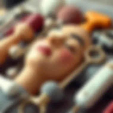 An array of double chin massage tools displayed elegantly