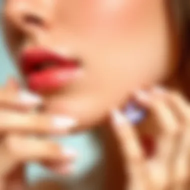 Close-up of a user applying a massage tool on the chin area