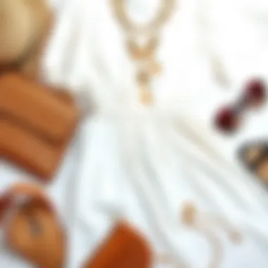 Stylish Accessories for Summer Elegance A fashionable flat lay of accessories and a white summer dress, highlighting styling options for various occasions.