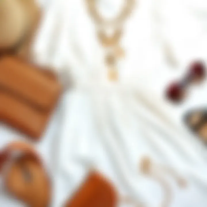 Stylish Accessories for Summer Elegance A fashionable flat lay of accessories and a white summer dress, highlighting styling options for various occasions.