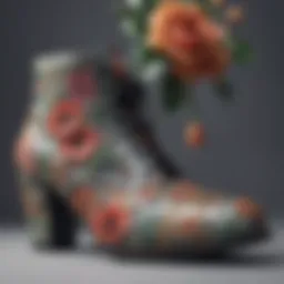 Close-up of intricate floral shoe design showcasing craftsmanship