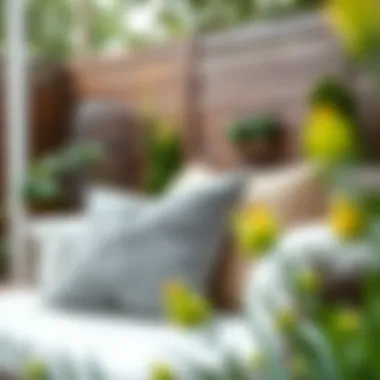 Elegant Grey Outdoor Pillow Covers on a Patio Elegant grey outdoor pillow covers enhancing patio decor