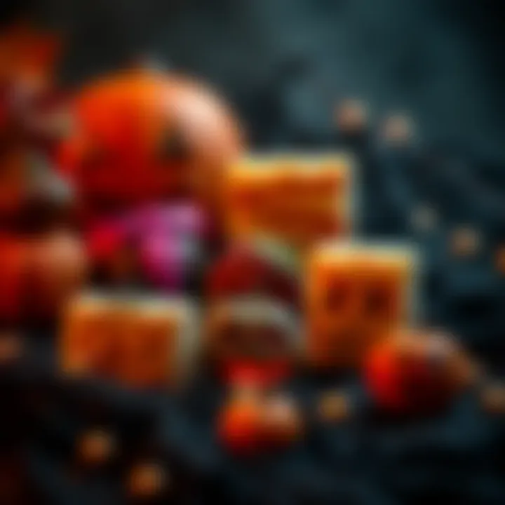 Artistic Display of Finished Halloween Soaps A creative display of finished Halloween soaps arranged artistically, capturing the festive spirit