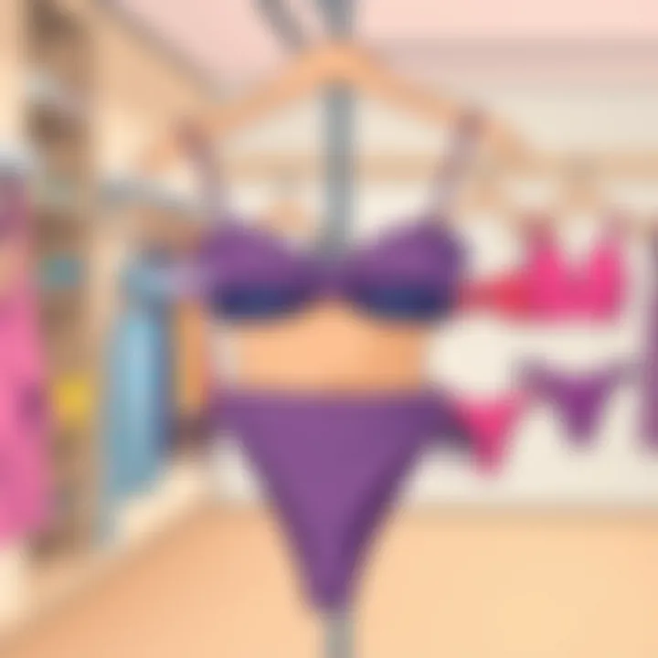 Chic Display of High-Waisted Bikinis Fashionable high-waisted bikini showcased in a boutique