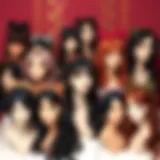 A variety of kinky headband wigs displayed in an elegant arrangement