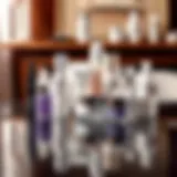 A collection of Korean whitening toners on a reflective surface