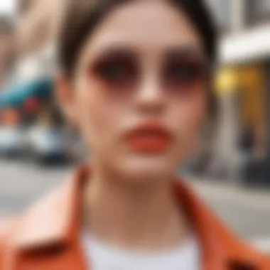 Fashionable Urban Look with Magnetic Nose Ring A trendy individual wearing a magnetic nose ring in a vibrant urban setting.