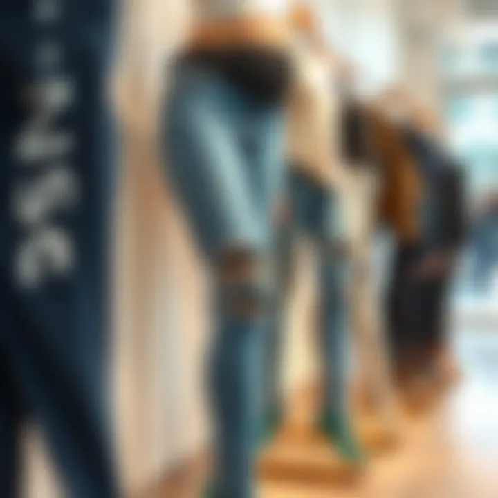 Stylish maternity ripped skinny jeans on a display