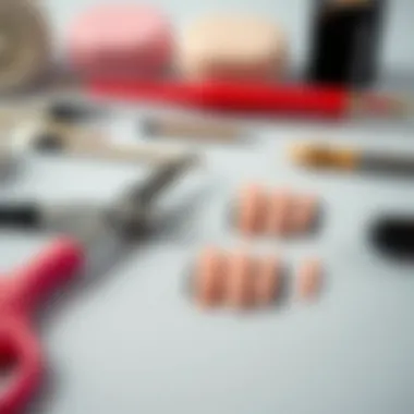 Application Tools for Effortless Minimalist Press-On Nails A flat lay of tools and tips for applying minimalist press-on nails effortlessly.