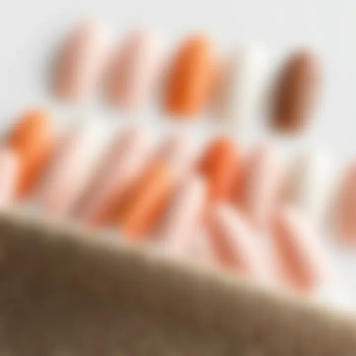 Neutral Tones in Minimalist Press-On Nails An elegant display of assorted minimalist press-on nails in various neutral tones.