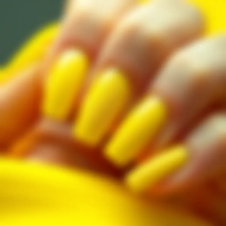 Stunning Neon Yellow Manicure Close-up of beautifully manicured nails featuring neon yellow dip powder