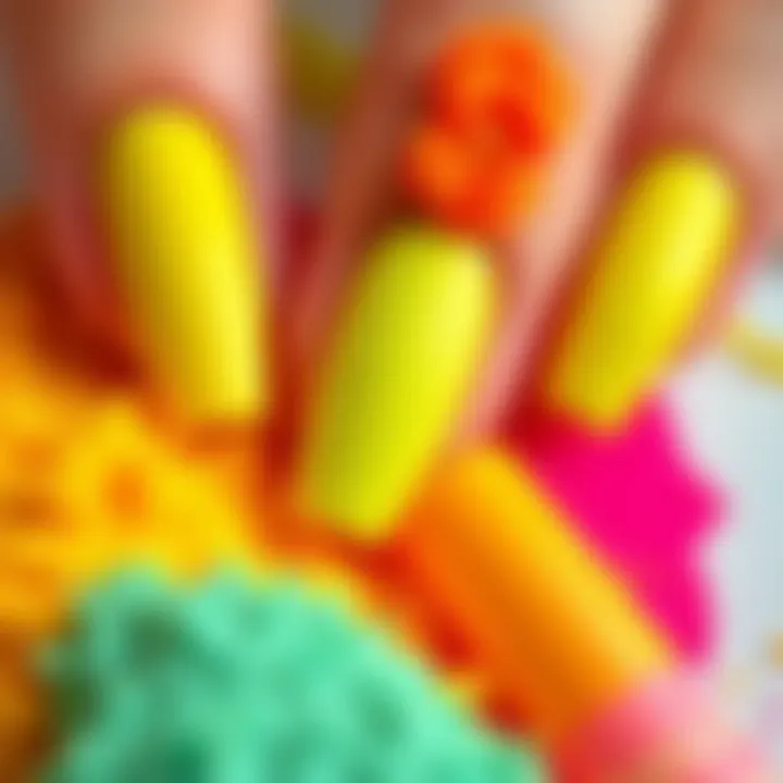 Color Compatibility with Neon Yellow Diverse color palette showcasing compatibility with neon yellow dip powder