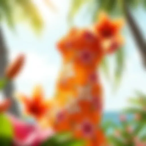 Aesthetic Appeal of the Orange Hawaiian Dress Captivating orange Hawaiian dress adorned with floral patterns