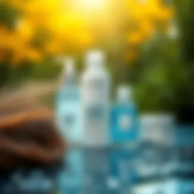 Nurturing Hair: The Role of Water in Maintenance A serene scene depicting haircare products beside water droplets