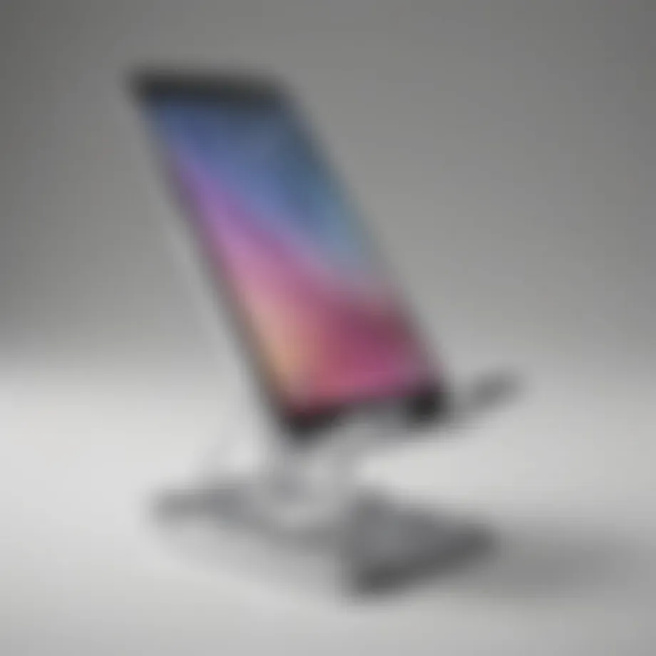 A sleek and modern folding cell phone stand showcasing its functionality