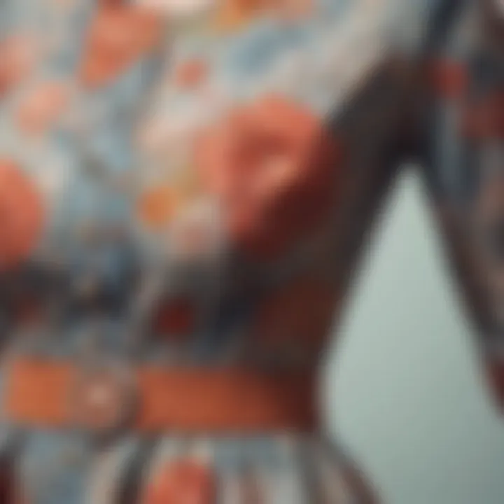 Close-up of fabric textures and patterns on a retro dress