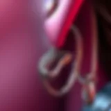 A close-up view of unique snake bite piercing jewelry showcasing intricate designs