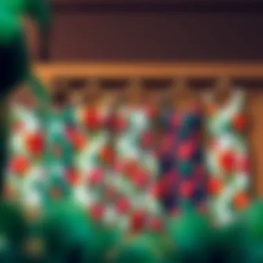 Diverse Tropical Print Swim Dresses Displayed Diverse group of swim dresses in tropical prints displayed elegantly