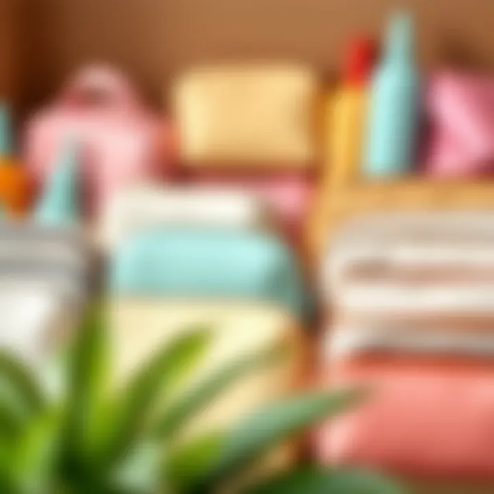 Artful Organization of Cosmetic Bags Artistic display of various cute cosmetic bags organized neatly